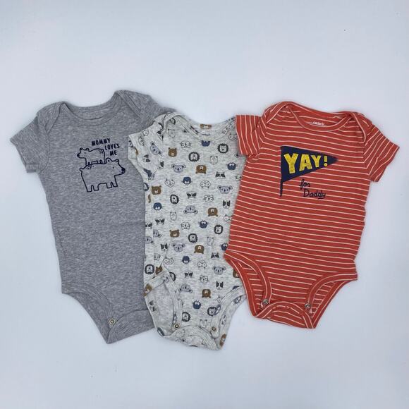 Carters Baby Boy Lot of 3 Short Sleeve One Piece Size 6M - Picture 1 of 3